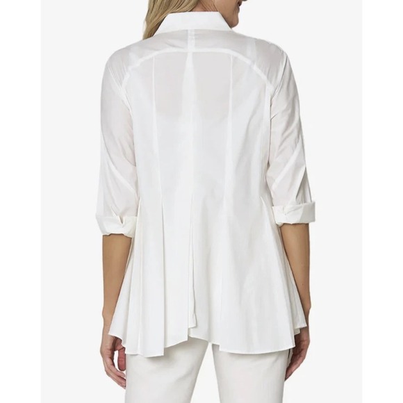Stella Carakasi Showstopper Shirt White Button up Tunic Blouse Pleated Pocket XS - Picture 15 of 16